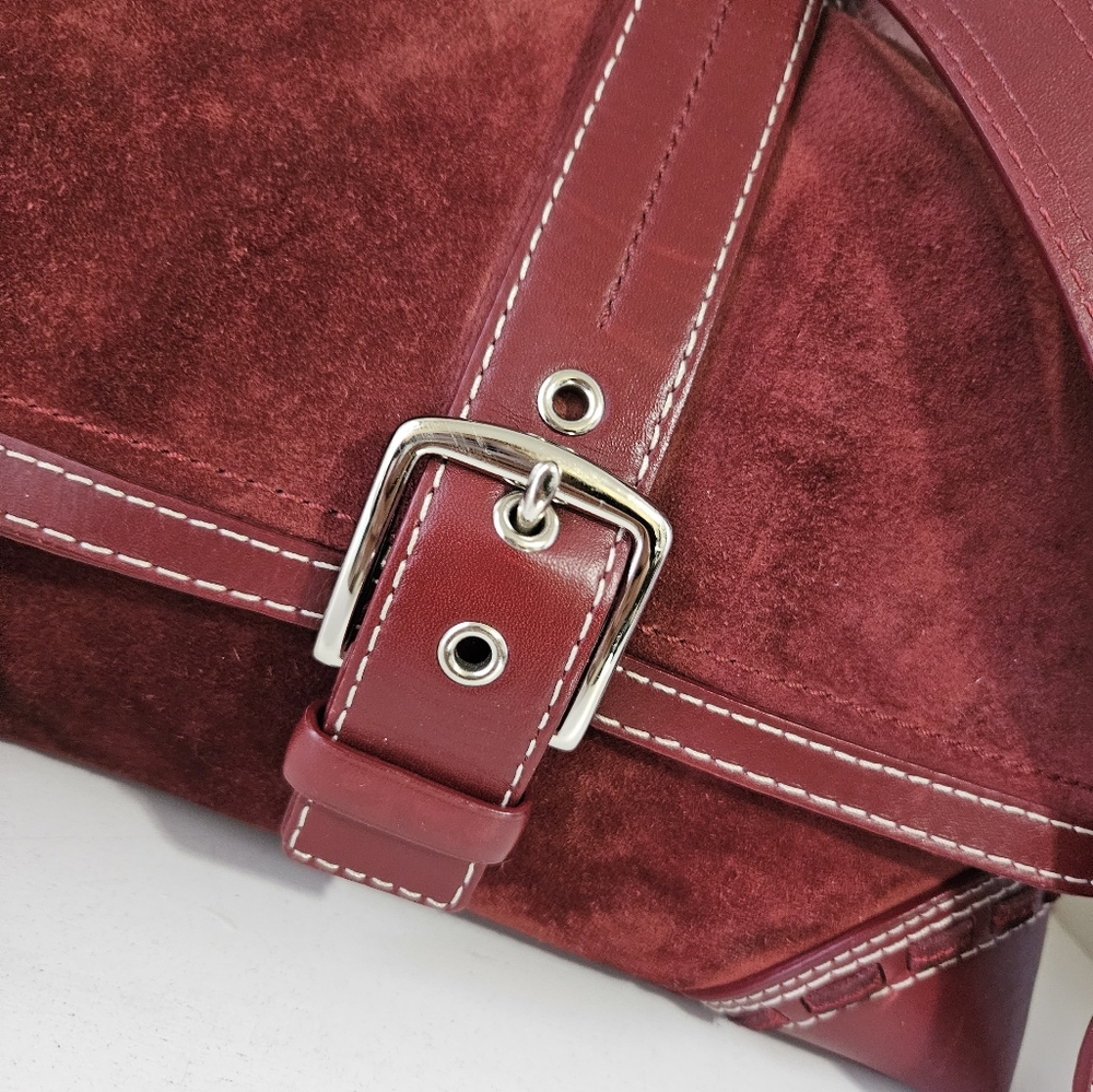 Like New!Coach Suede Burgundy Leather Crossbody bag - Picture 7 of 11